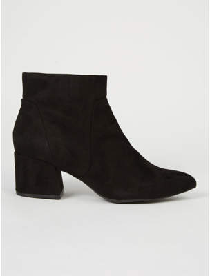George Black Suede Effect Pointed Ankle Boots