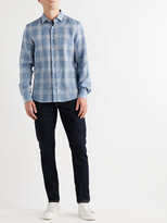 Thumbnail for your product : Brunello Cucinelli Checked Linen and Cotton-Blend Shirt - Men - Blue - XS