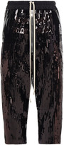 Thumbnail for your product : Rick Owens Bela Cropped Sequined Cotton Track Pants