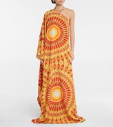 Thumbnail for your product : Valentino Printed silk one-shoulder gown