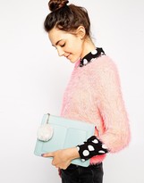 Thumbnail for your product : ASOS Zip Top Clutch Bag with Pom Pom