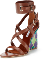 Thumbnail for your product : Brian Atwood Hegemone Snake Wedge Ankle Strap Sandal