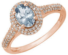 Lord & Taylor Aquamarine, Diamond and 14K Rose Gold Ring