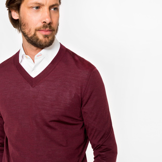 Paul Smith Men's Damson Merino Wool V-Neck Sweater
