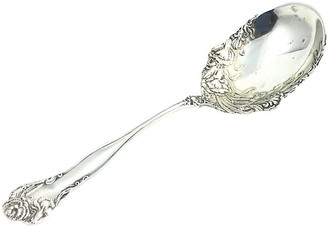 One Kings Lane Vintage Sterling Floral Repousse Berry Spoon - Owl's Roost Antiques