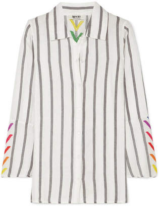 Off-White All Things Mochi - Nina Embroidered Striped Linen Shirt