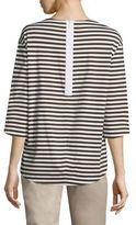 Thumbnail for your product : Lafayette 148 New York Striped Three-Quarter Sleeve Top