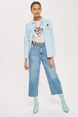 Topshop Womens Mid Blue Cropped Wide Leg Jeans - Mid Stone - ShopStyle