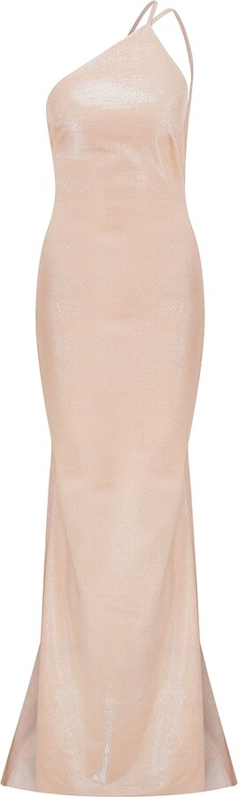 Hanae Clothes Helena Shiny Asymmetric Strap Detailed Maxi Dress Pink -  ShopStyle