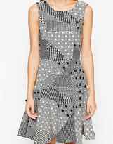 Thumbnail for your product : Liquorish Skater Dress with Lace Back in Geometric Print