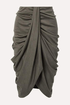 Isabel Marant Datisca Asymmetric Ruched Wool-jersey Skirt - Army green