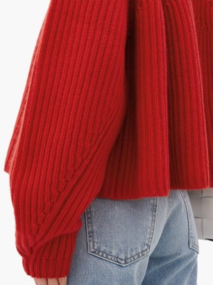 KHAITE Denney High-neck Ribbed-cashmere Sweater - Red