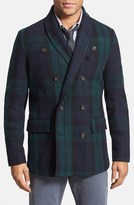 Thumbnail for your product : Ben Sherman Black Watch Plaid Shawl Collar Peacoat