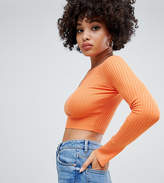 Thumbnail for your product : Missguided ribbed cropped jumper in orange