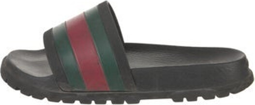 Gucci Rubber Slides Green Web Accent