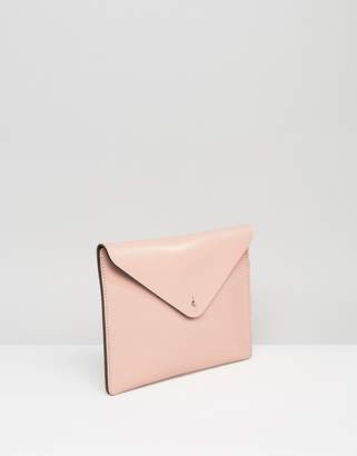 Leather Satchel Company Clutch Bag In Rose Cloud
