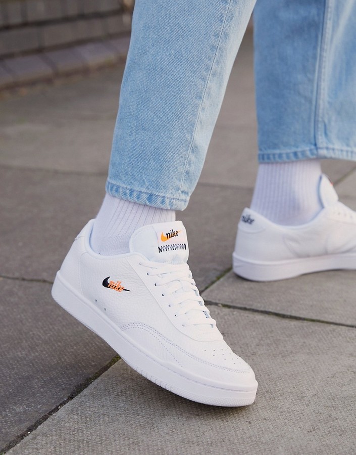 Korting Pat Parel Nike Court Vintage Premium leather sneakers in white - ShopStyle