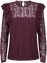 Thumbnail for your product : New Look Lace Long Sleeve Frill Trim Top