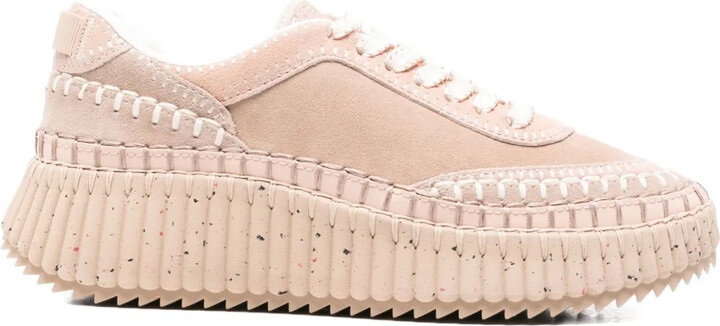 Chloé Nama textured leather-trimmed platform sneakers