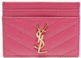 Thumbnail for your product : Saint Laurent plaque Quilted-leather Cardholder - Fuchsia