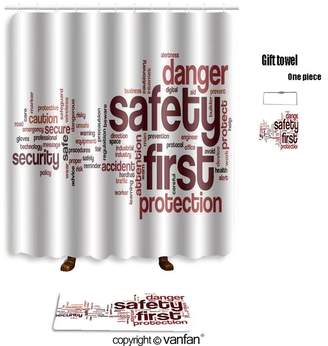 Safety First vanfan bath sets with Polyester rugs and shower curtain word cloud concept 492308041 shower curtains sets bathroom 60 x 72 inches&23.6 x 15.7 inches(Free 1 towel and 12 hooks)