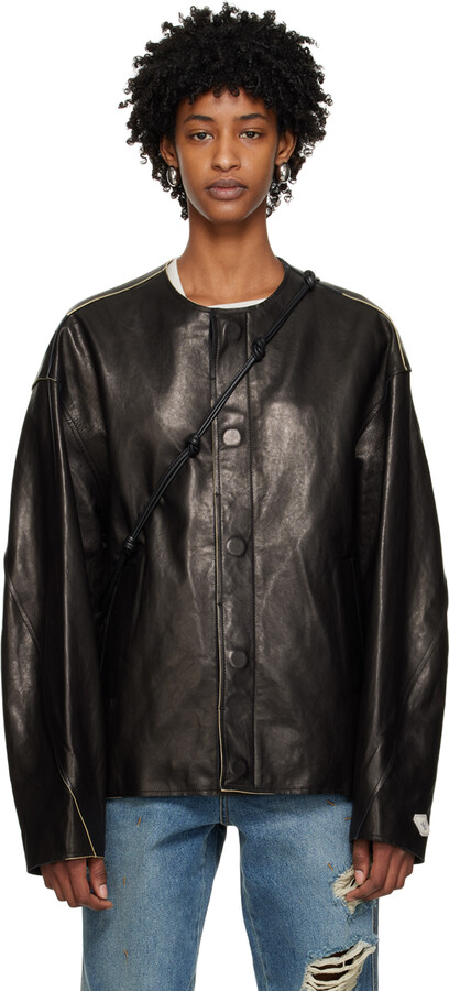 Ader Error Black Rio Leather Jacket - ShopStyle