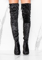 Thumbnail for your product : Missy Empire Katrina Black Crushed Velvet Metallic Heeled Boots