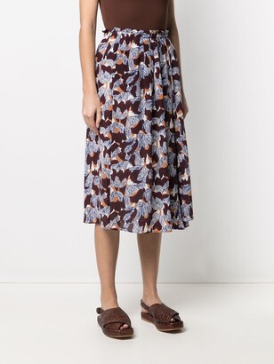 Alysi High-Rise Floral-Print Silk Skirt