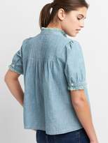 Thumbnail for your product : Gap Short Sleeve Pintuck Top in Chambray