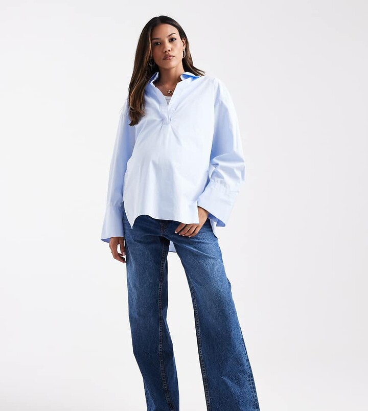 ASOS Maternity ASOS DESIGN Maternity baggy jeans in dark blue