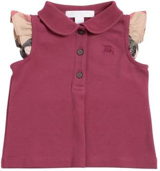 Burberry Cotton Piqué Polo Shirt W/ Check Ruffles