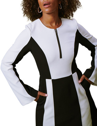 Toccin X-Ray Zip-Front Colorblock A-Line Dress
