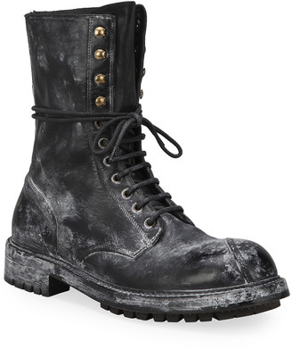mens distressed black leather boots
