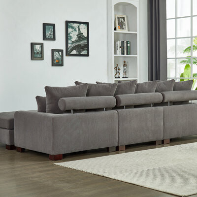 Hokku Designs Modular Sectional Sofa5 Seater Convertible L & U Shaped Couch Corduroy Fabric