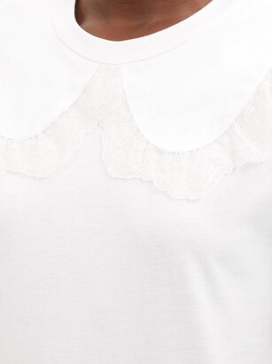 See by Chloe Lace-trim Peter Pan-collar Cotton-jersey T-shirt - White
