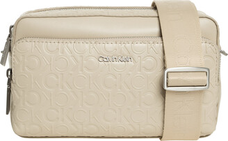 CALVIN KLEIN Women's CK Signature Satchel Bag Purse White Vanilla PVC Beige  Gold 190466274852