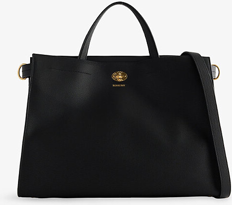Burberry Womens Black Cotswolds Medium Leather Tote Bag
