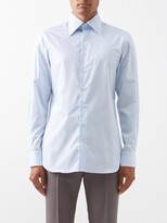 Thumbnail for your product : Husbands Paris - Striped Cotton-twill Shirt - Light Blue