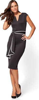 New York and Company Contrast-Belt Sheath Dress - 7th Avenue