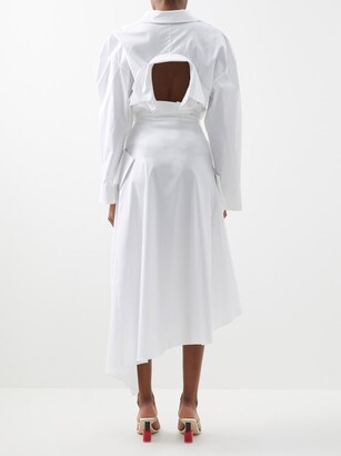 A.W.A.K.E. Mode Asymmetric Deconstructed Cotton-blend Shirt Dress - White