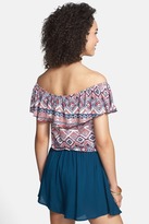 Thumbnail for your product : Lily White Ruffle Off Shoulder Crop Top (Juniors)