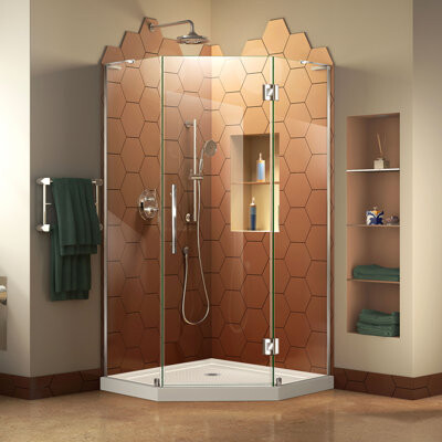 DreamLine Prism Plus 38" W x 38" D x 74.75" H Frameless Neo-Angle Shower Enclosure with Base Included
