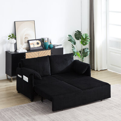 Latitude Run 31 Adjustable Bed With Pullout & Side Pockets, 2 Pillows - Stylish Corduroy For Office, Apartment, Bedroom Living Room, Apartment