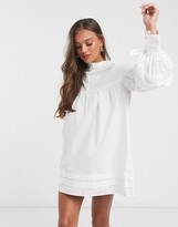 Thumbnail for your product : Fashion Union Petite smock dress with tie sleeves