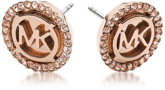 Michael Kors Heritage PVD Rose Goldtone Stainless Earrings w/Crystals
