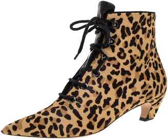 leopard print kitten heel ankle boots