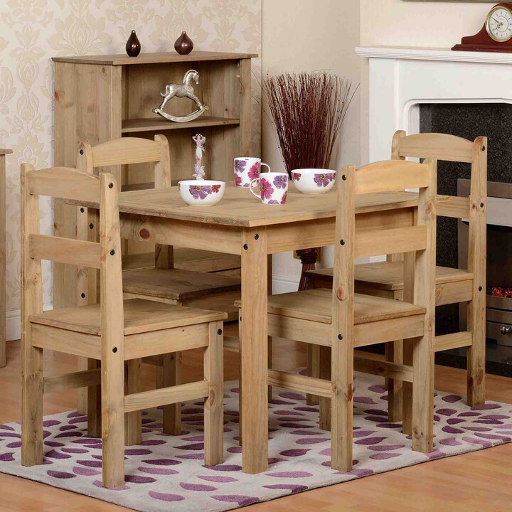 Dunelm Panama Square Dining Table with 4 Chairs, Pine Beige ShopStyle