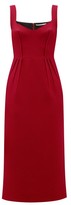 Thumbnail for your product : Emilia Wickstead Juditella Darted Wool Midi Pencil Dress - Dark Red