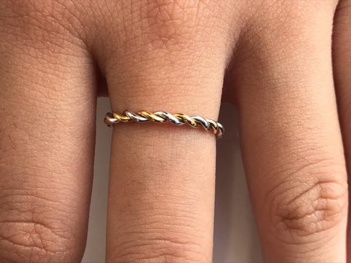 Etsy Twisted Rope Two Tone Ring in 14K Solid Gold, Simple Minimalist Ring, Hand Made Infinity 1.5mm