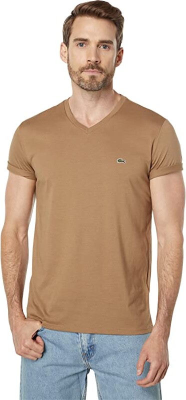 Lacoste Short Sleeve Pima Jersey V-Neck Wine T-Shirt Tee NWT Authentic XL-3XL 